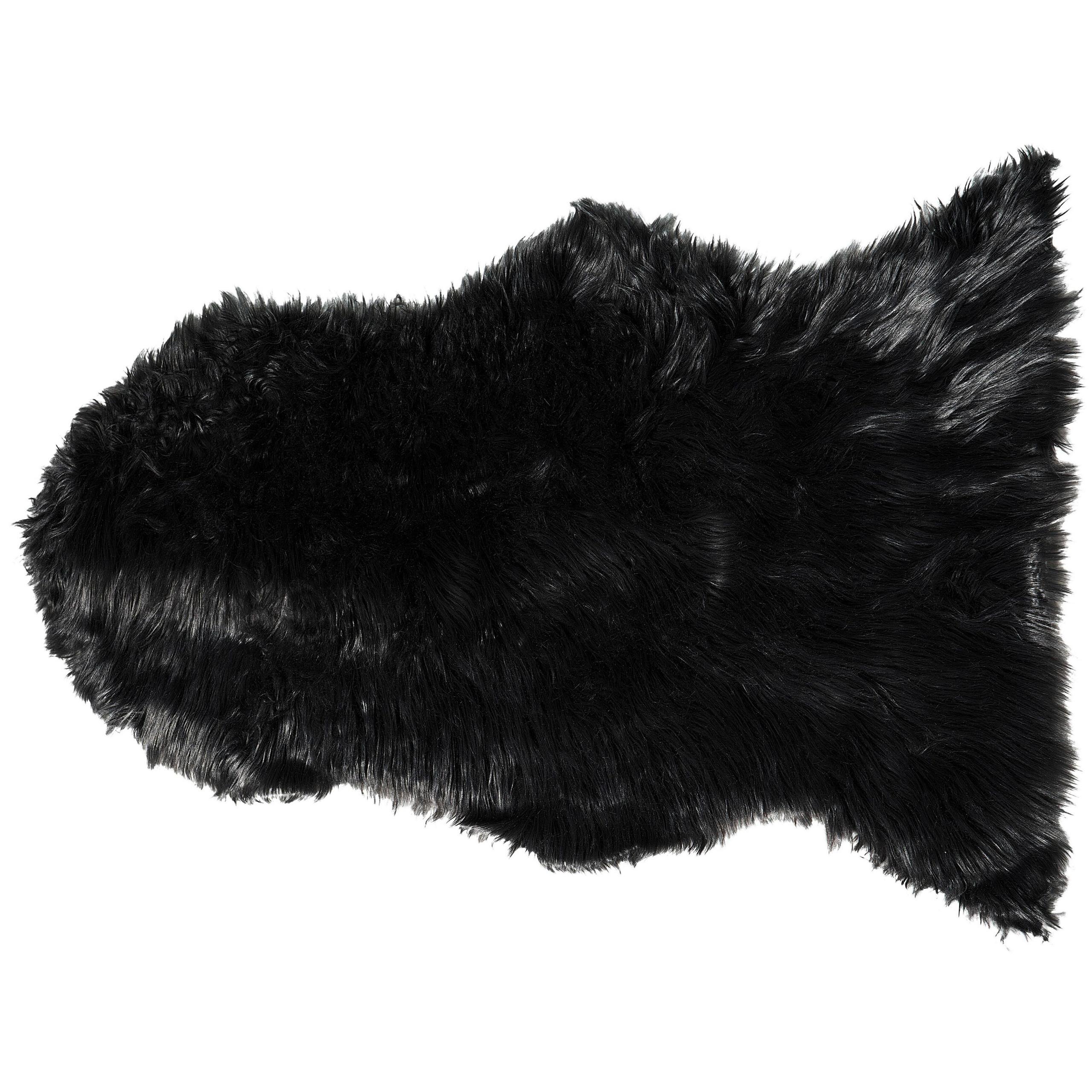 KUNSTFELL-TEPPICH Mungo 88/53 cm - Schwarz, Kunststoff (53/88cm) - Beliani