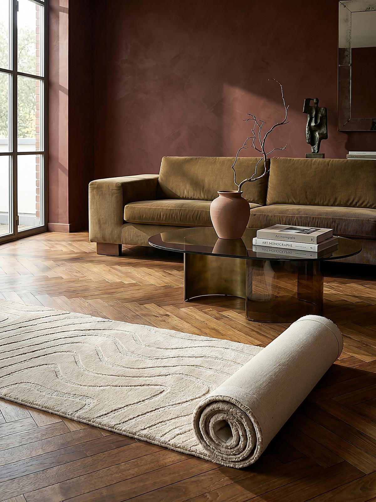 WOLLTEPPICH LEVEN, abstrakt, Beige, 60 x 230 cm - Beige, Textil (230/60cm) - KADIMA DESIGN
