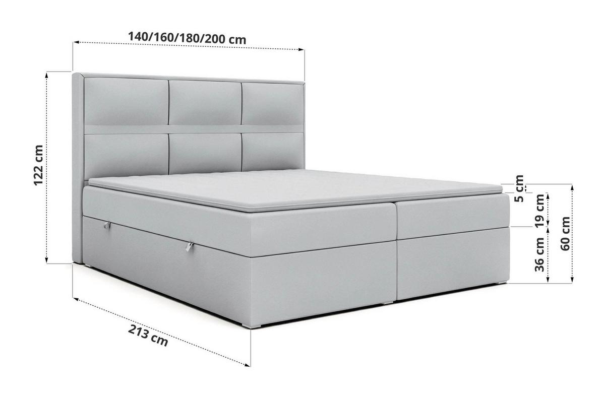 BOXSPRINGBETT ORVO 160/200 - Beige Velvet - Topper T25 - H4 - Beige/Schwarz, Kunststoff/Textil (160/200cm) - MKS