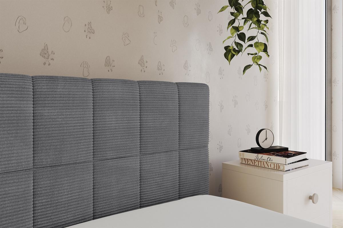 EINZELLBETT Jugendbett mit Bettkasten, Links - TULY 80x200 Dunkelgrau - Graphitfarben, Holzwerkstoff/Textil (80/200cm) - ALTDECOR