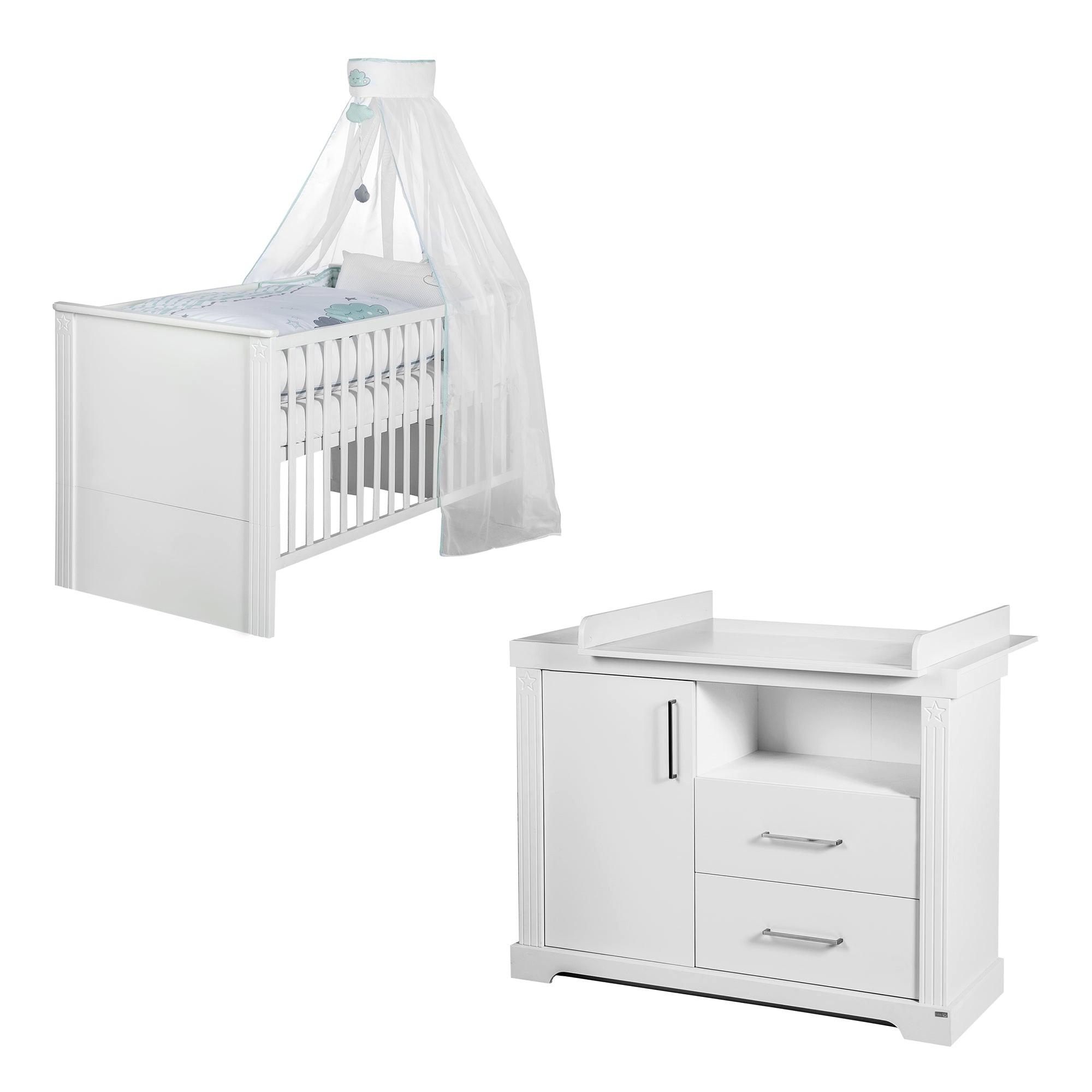 BABYZIMMER-SET Maxi 2-teilig - Weiß, Holzwerkstoff (78/83/143cm) - Roba