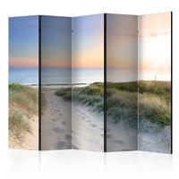 PARAVENT Einseitig Bedruckter 5-tlg 225x172 cm Strand Meer Landschaft - Multicolor, Holz/Textil (225/172/3cm) - Muralo
