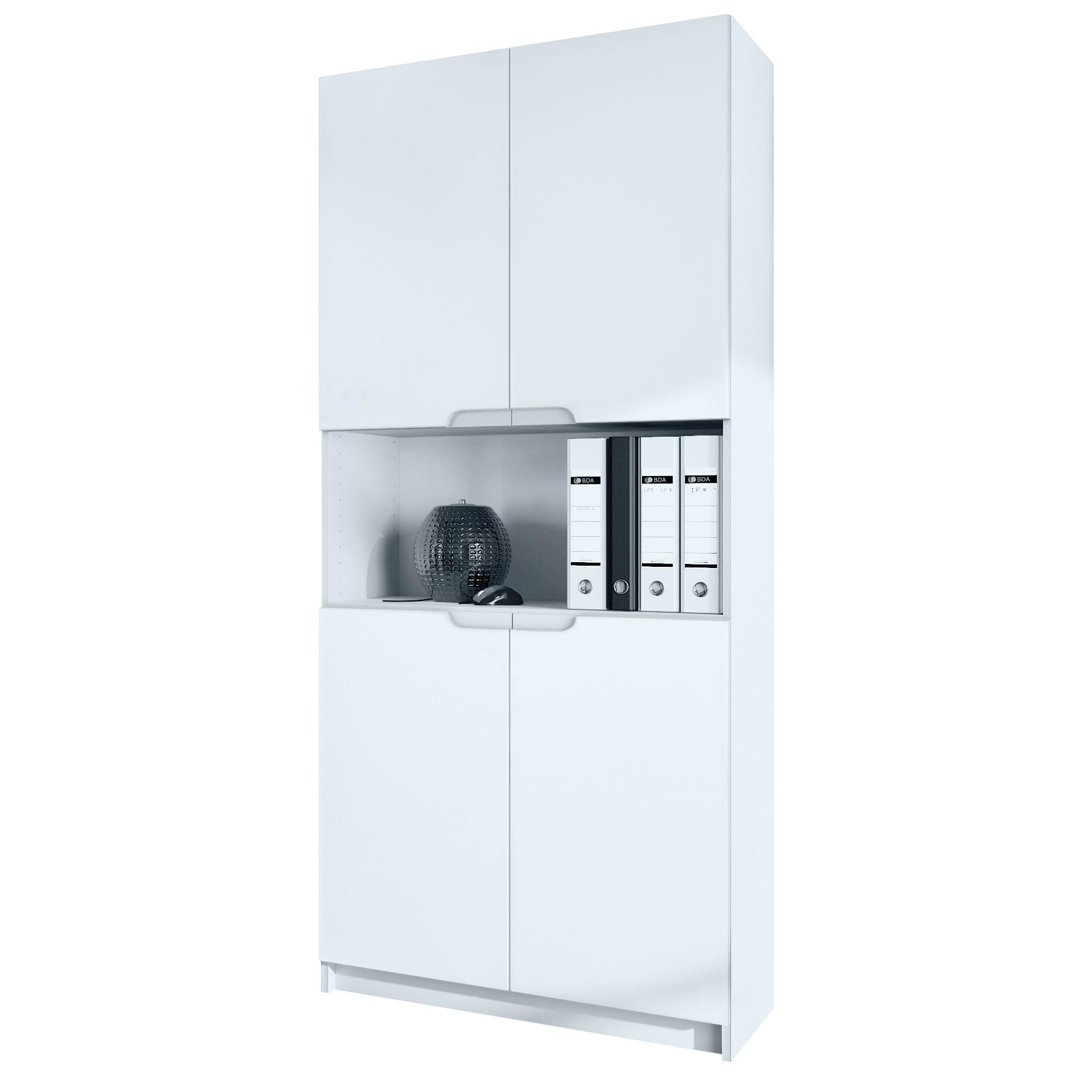 BÜROSCHRANK Logan Fronten in Weiß matt - Weiß, Holzwerkstoff (82/184/37cm) - Vladon