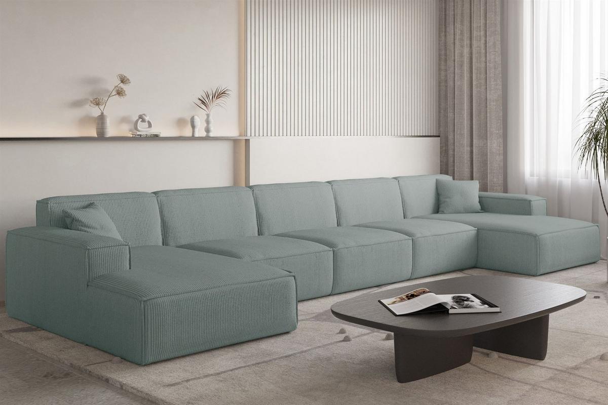 WOHNLANDSCHAFT Celes Premium Xl Scala - Pastellblau, Holzwerkstoff/Textil (462/73/165cm) - Fun Möbel