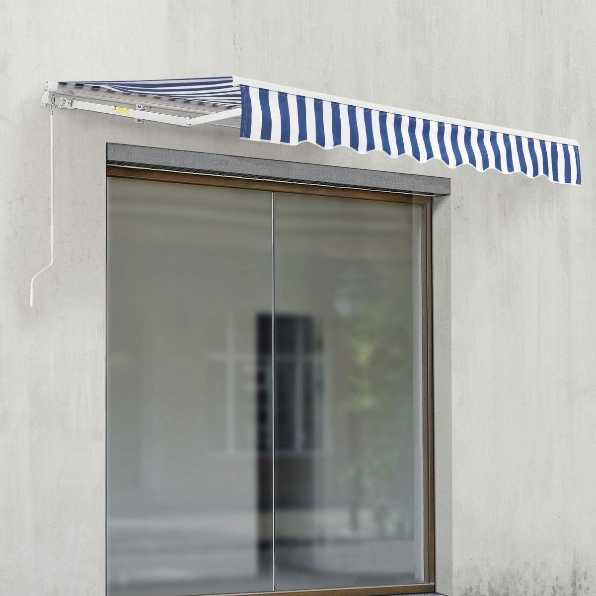 GELENKARMMARKISE Bitonto - Blau/Weiß, Textil/Metall (250/0.1/200cm) - [en.casa]