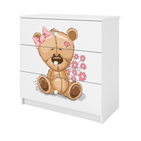 KOMMODE Babydreams Teddybär Blumen 81/81/41 - Weiß, Holzwerkstoff (81/81/41cm) - RAUMHIRSCH FURNITURE