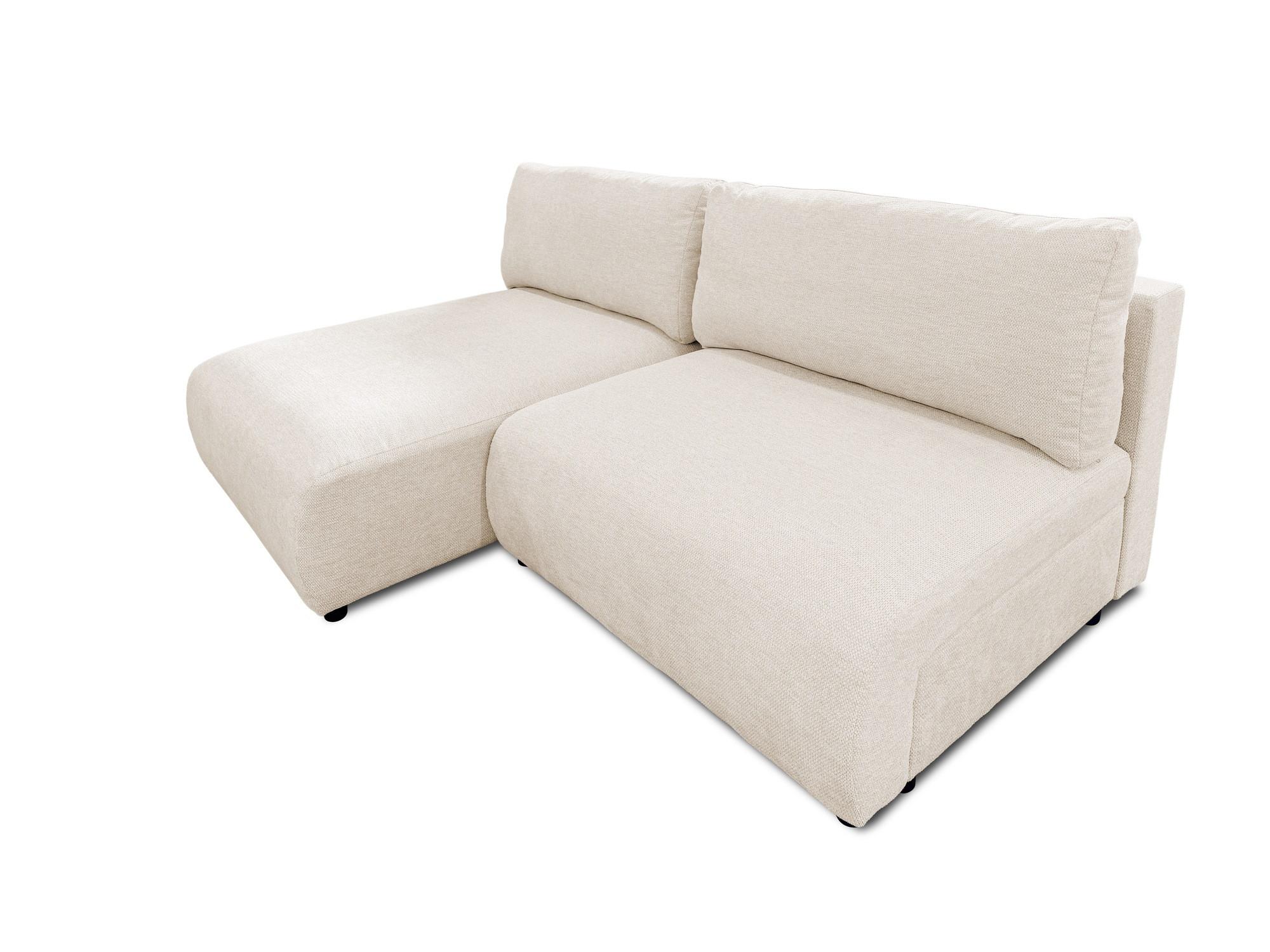 ECKSOFA Sora mit Schlaffunktion, Bettkasten und extra tiefer Komfortzone aus hochwertigem Hellbeige Strukturstoff - Beige/Schwarz, Holz/Kunststoff (140/200cm) - S-Style