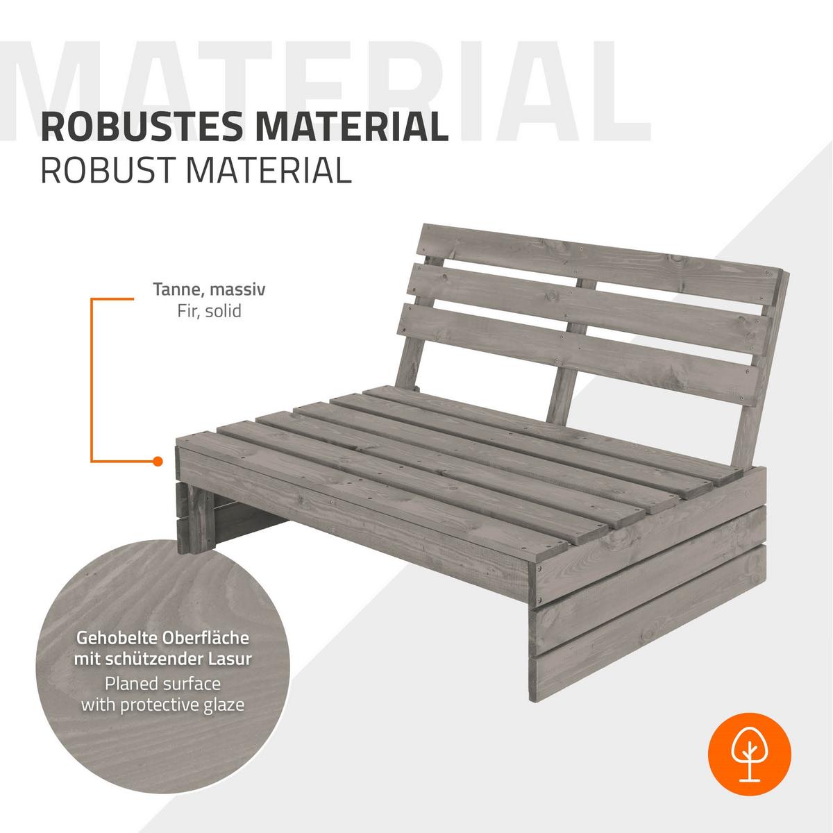 HOLZBANK - Grau, Holz (80/76.5/116cm) - ML-DESIGN