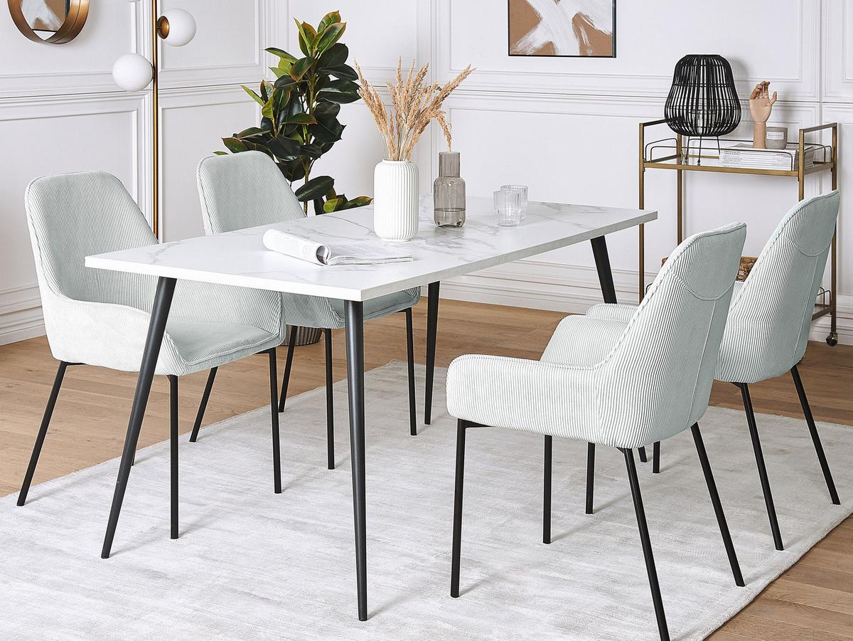 ESSZIMMERSTUHL 2er-Set Cord Grün Loverna - Grün, Textil/Metall (56/89/59cm) - Beliani
