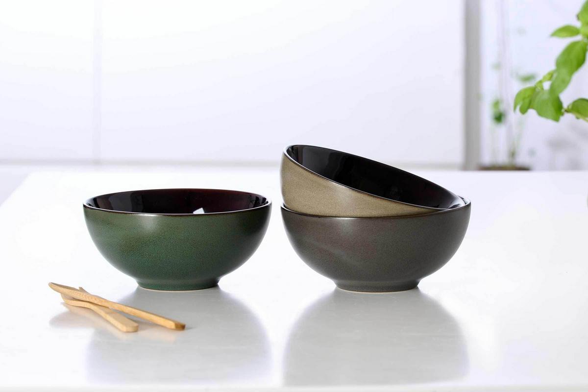 POKE BOWL SCHALEN Merida Anthrazit ø 17,5 cm 3er Set - Anthrazit, Keramik (17.5cm) - Ritzenhoff Breker