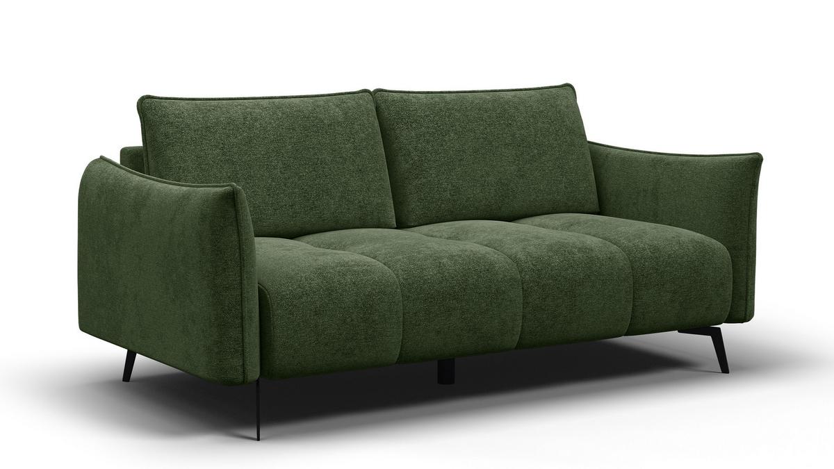 SOFA AERA 2,5-Sitzer, dunkelgrün - Dunkelgrün/Schwarz, Holz/Textil (187/89/96cm) - Wozimo