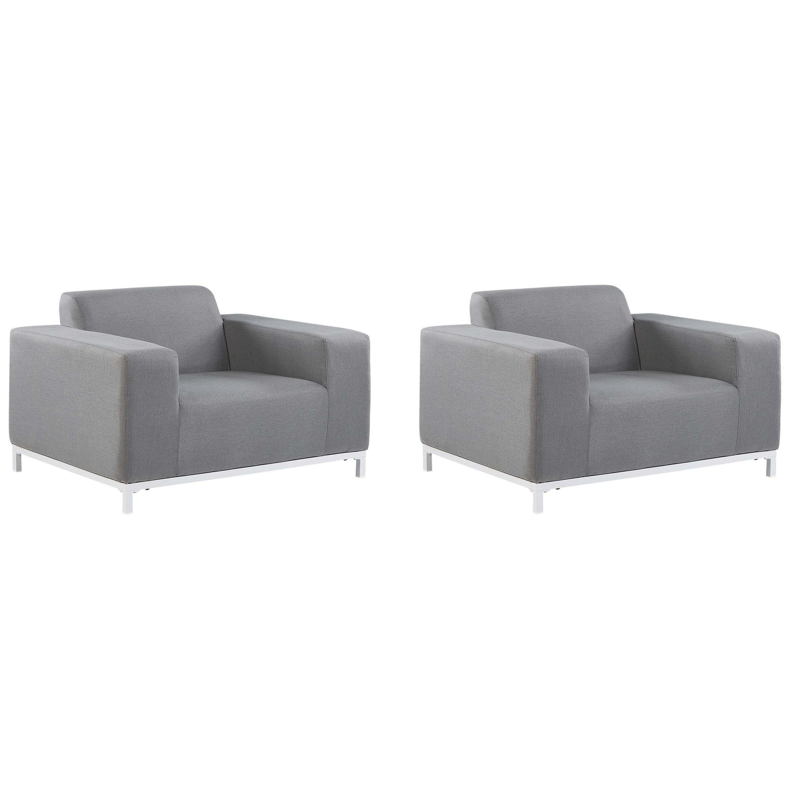 GARTENSESSEL 2er-SET grau/weisses Gestell Rovigo - Weiß/Grau, Textil (105/68/84cm) - Beliani