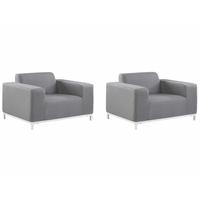 GARTENSESSEL 2er-SET grau/weisses Gestell Rovigo - Weiß/Grau, Textil (105/68/84cm) - Beliani