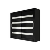 KLEIDERSCHRANK London XI - Silberfarben/Schwarz, Holzwerkstoff/Kunststoff (180/215/58cm) - MIRJAN24