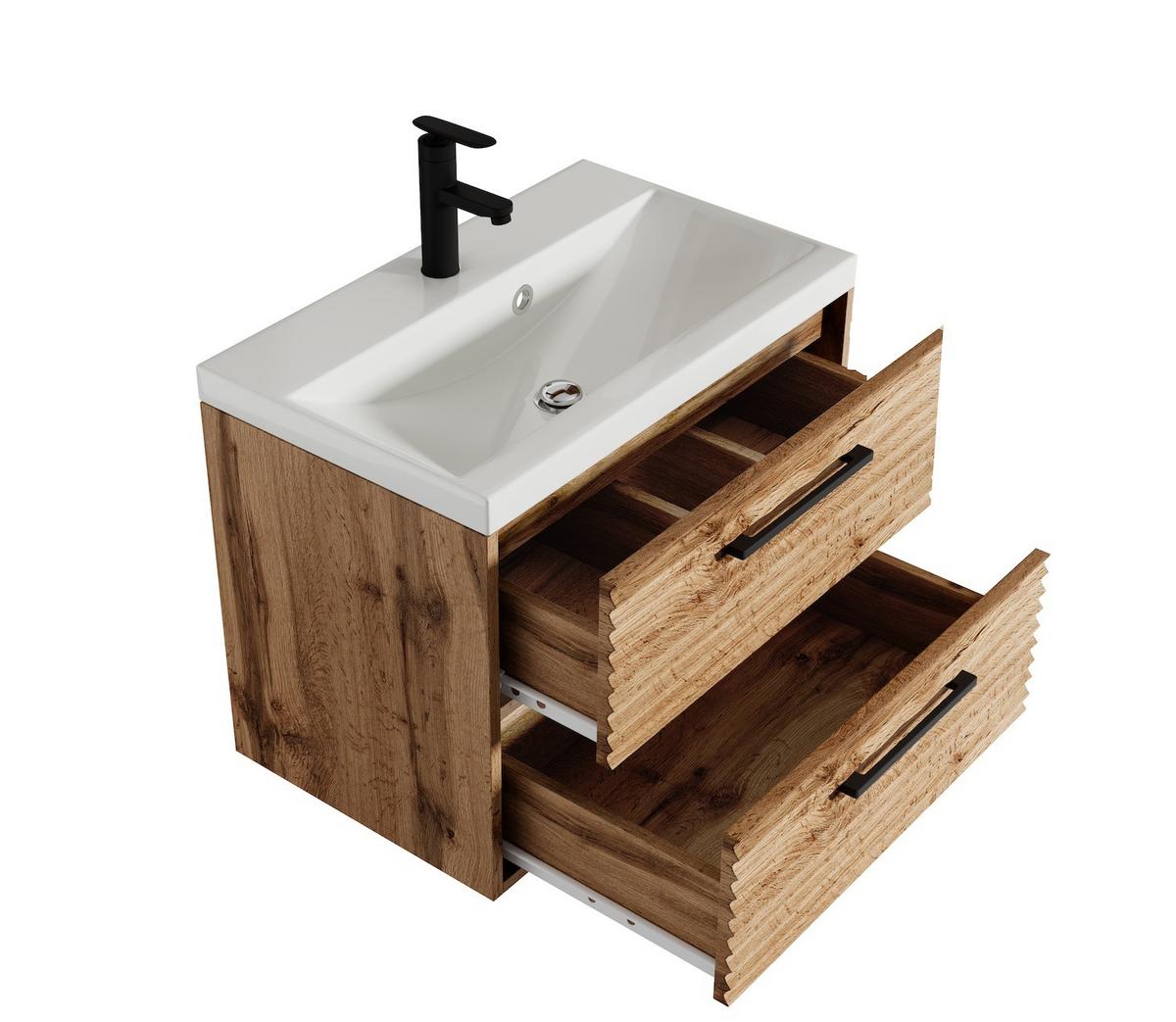 BADMÖBEL-SET Etna 2 Teile Eiche - 60 x 35 x 51 cm - Eichefarben, Holz (60/51/35cm) - Badplaats