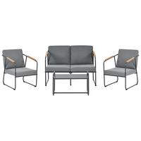 LOUNGE-SET 4-sitzer Stahl Grau Vezzana - Hellbraun/Schwarz, Metall - Beliani