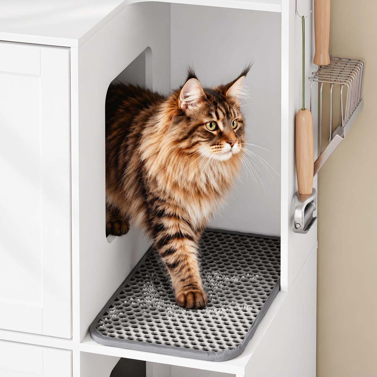 KATZENKLO-SCHRANK mit zwei Fächern und Regal HAT09-E-W - Weiß, Holzwerkstoff (45/95.5/80cm) - SoBuy