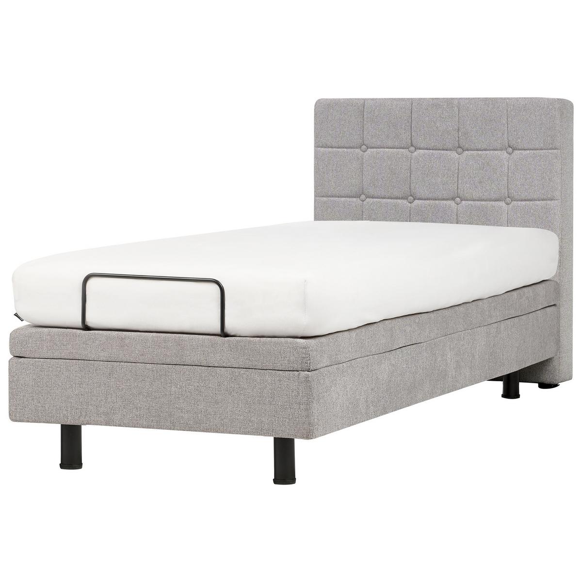POLSTERBETT verstellbar 90x200 cm Grau Duke - Hellgrau, Textil (90/200cm) - Beliani