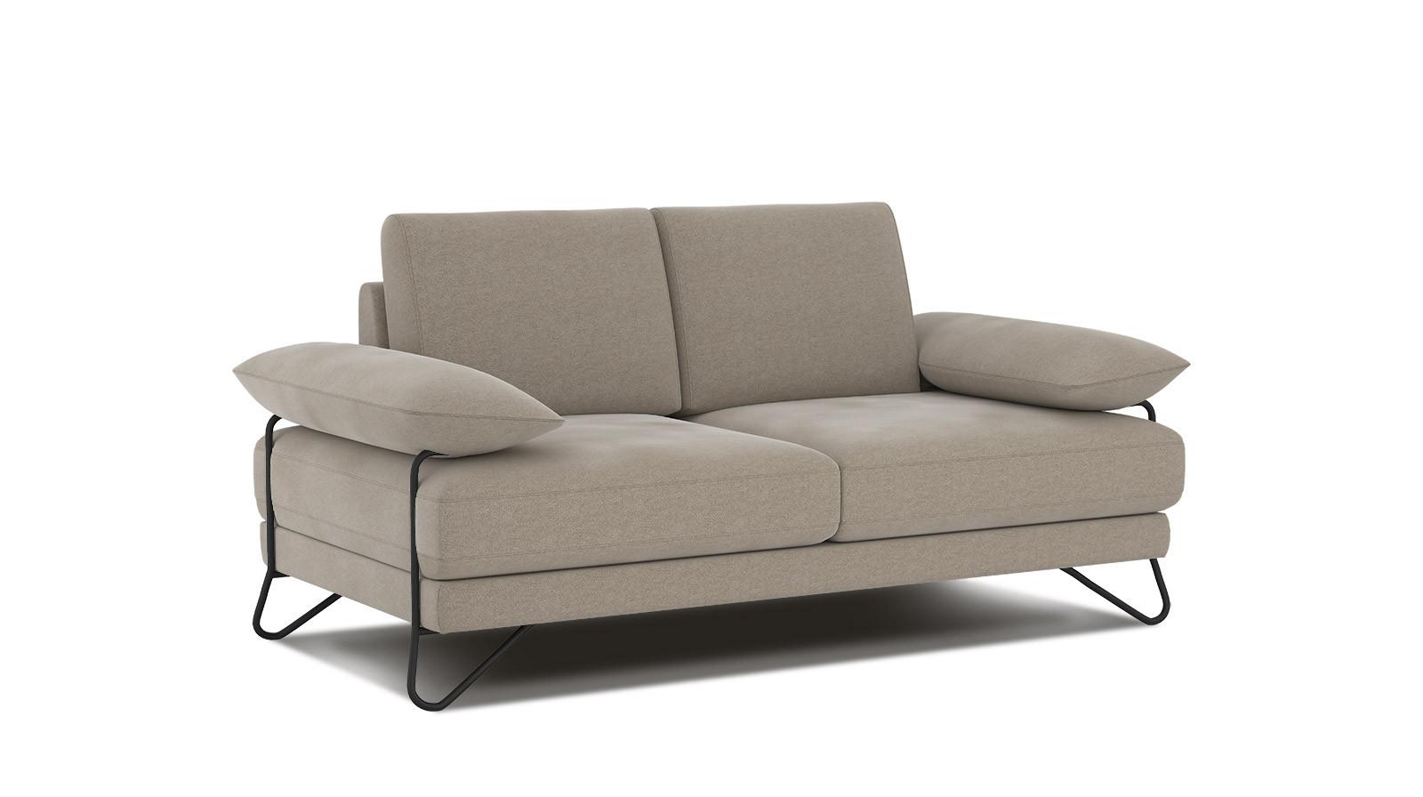SOFA LORI 2-Sitzer, creme - Creme/Schwarz, Holzwerkstoff/Textil (185/87/96cm) - Wozimo