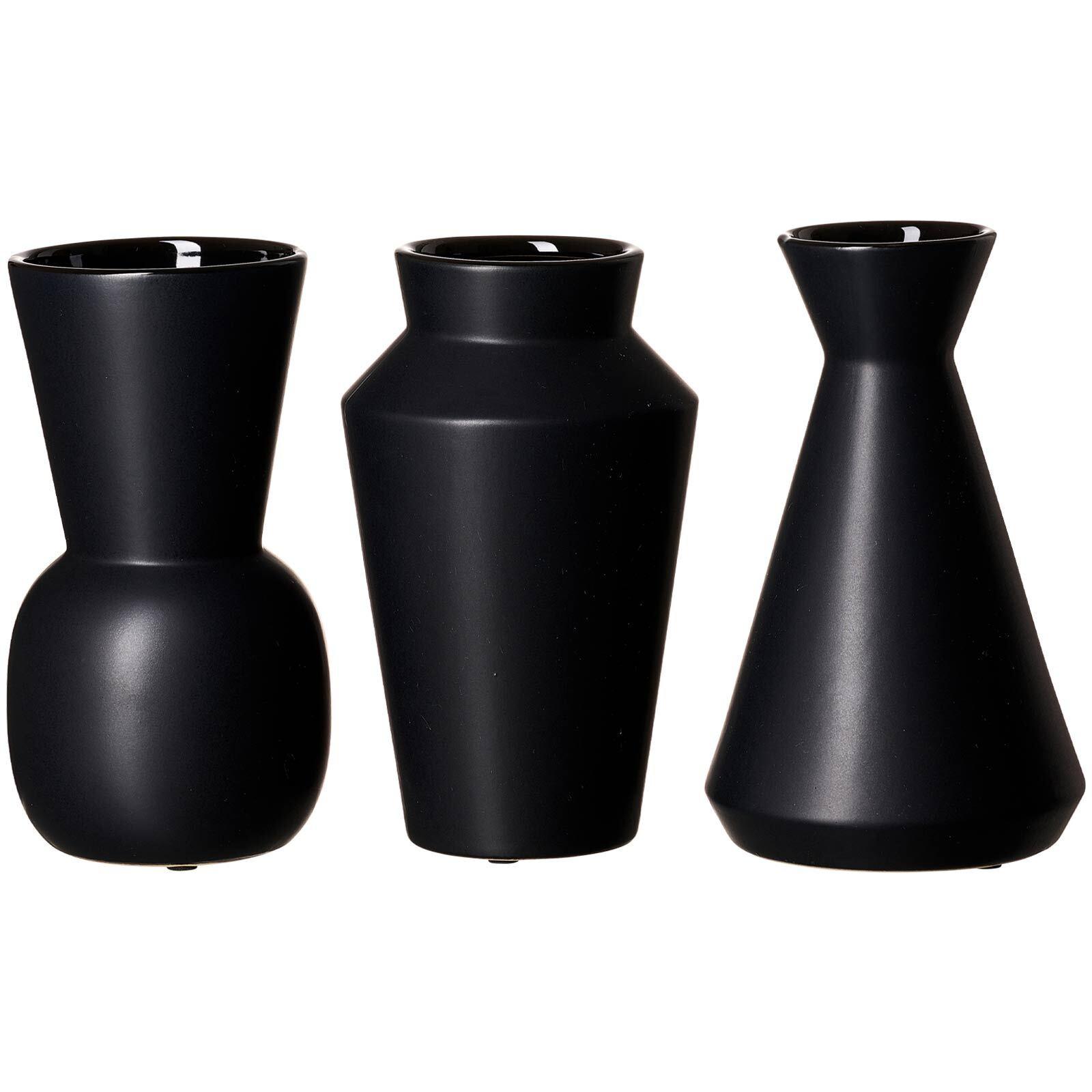 VASEN-SET Kalmar schwarz 20 cm 3-tlg. - Schwarz, Keramik (20cm) - Ritzenhoff Breker