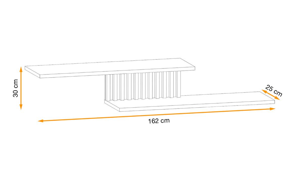 WANDBOARD schwarz, Eiche Jackson 162 cm, Wandregal mit 3D Lamellen - Eichefarben/Schwarz, Holzwerkstoff (160/30/25cm) - Furn.Design