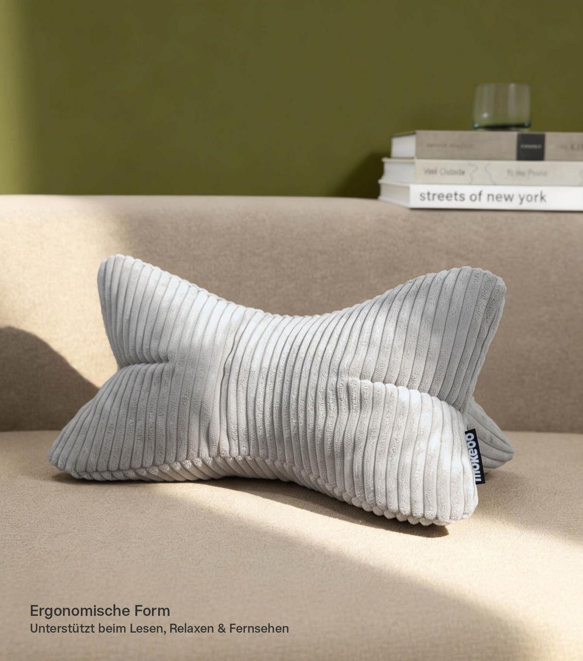 NACKENKISSEN Der Leseknochen - Grau, Textil (42/22cm) - Mokebo