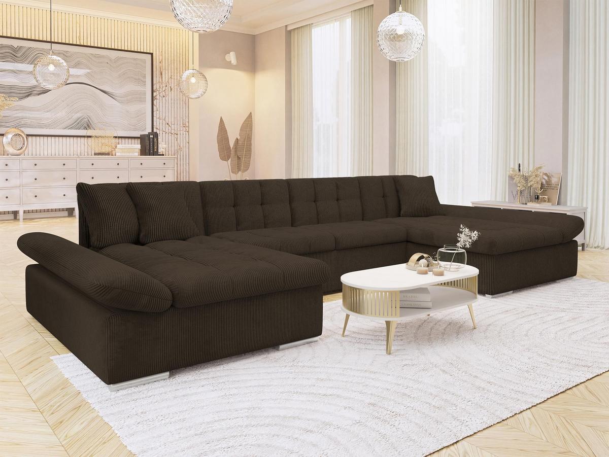 WOHNLANDSCHAFT Alia Cord - Nussbaumfarben, Holz/Textil (360/75/160cm) - MIRJAN24