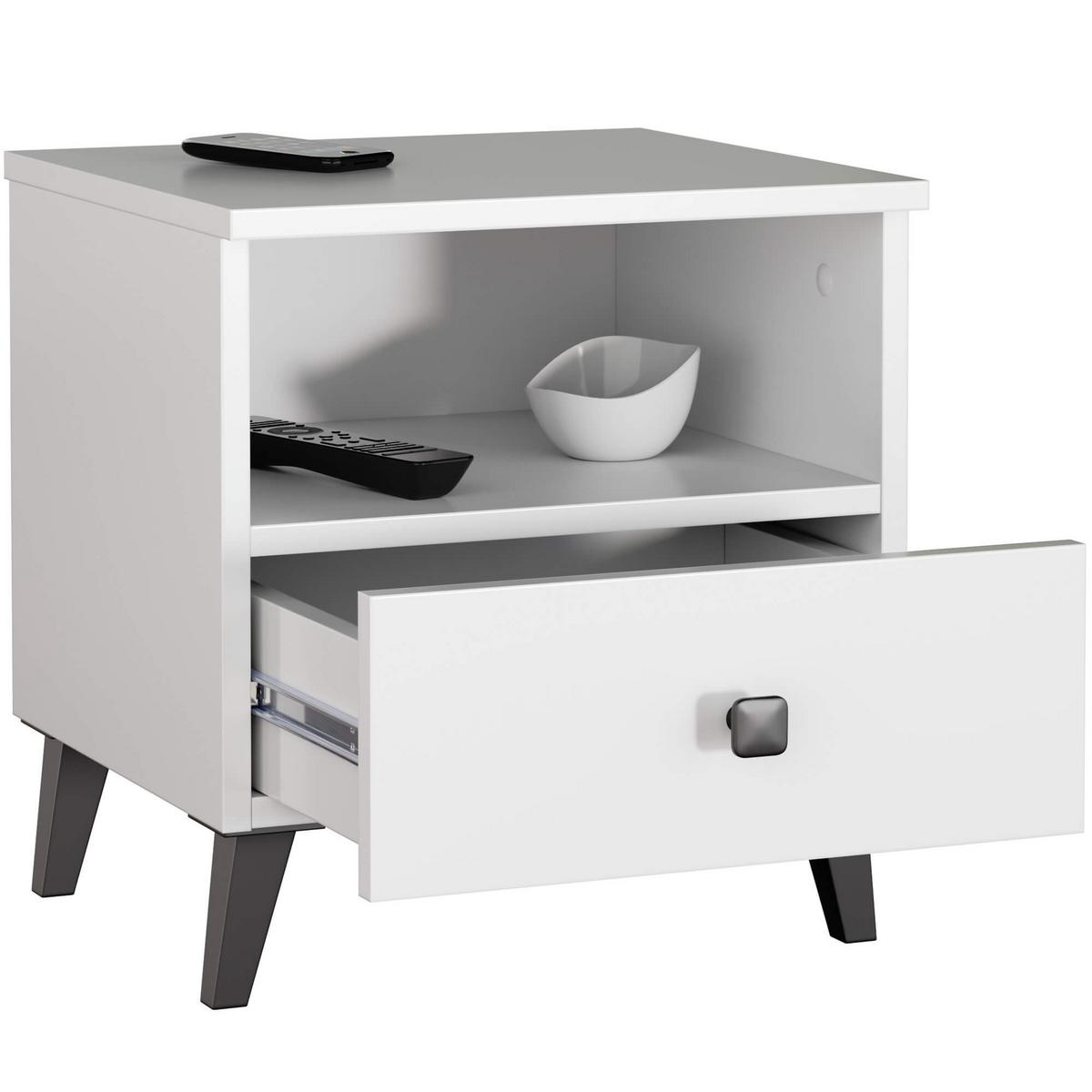NACHTTISCH Weiß, Schwarz 43/40/37 - Schwarz/Weiß, Holzwerkstoff (40/43/37cm) - RAUMHIRSCH FURNITURE