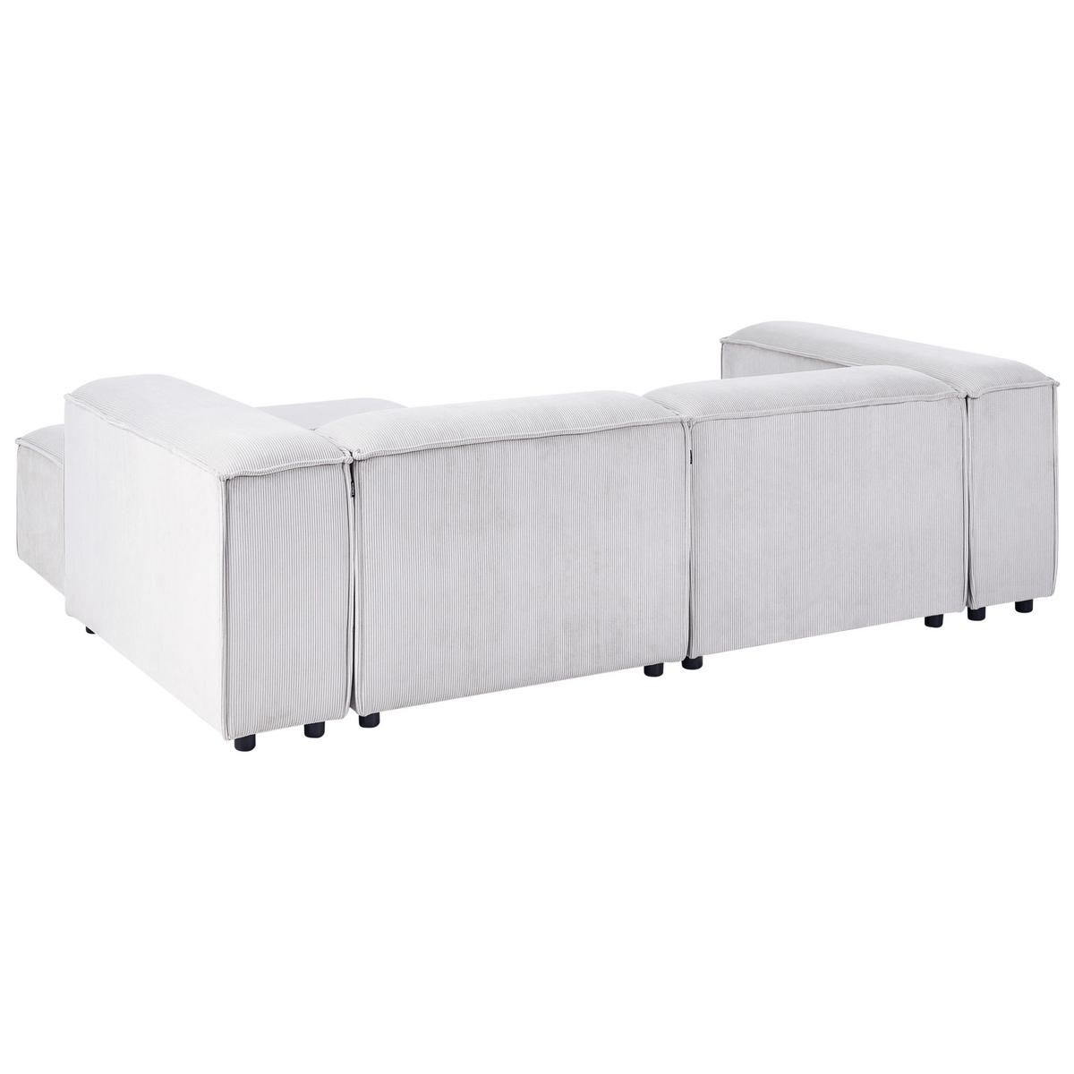 ECKSOFA Modul 3-Sitzer linksseitig Cremeweiß Cord mit Ottomane Ardal - Creme, Textil (240/180cm) - Beliani
