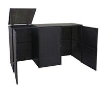 3ER-MÜLLTONNENVERKLEIDUNG Schwarz - Schwarz, Kunststoff (195/110/66cm) - MCW