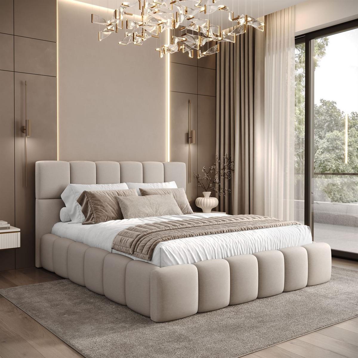 POLSTERBETT VENEZIA mit Bettkasten 120x200, Castel 04 - Ecru, Textil (120/200cm) - Lookway