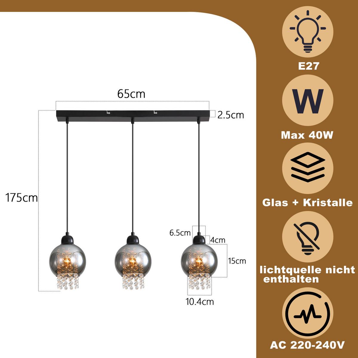 PENDELLEUCHTE Marra 65/5/175 cm - Schwarz, Metall (5/65/175cm) - Nettlife
