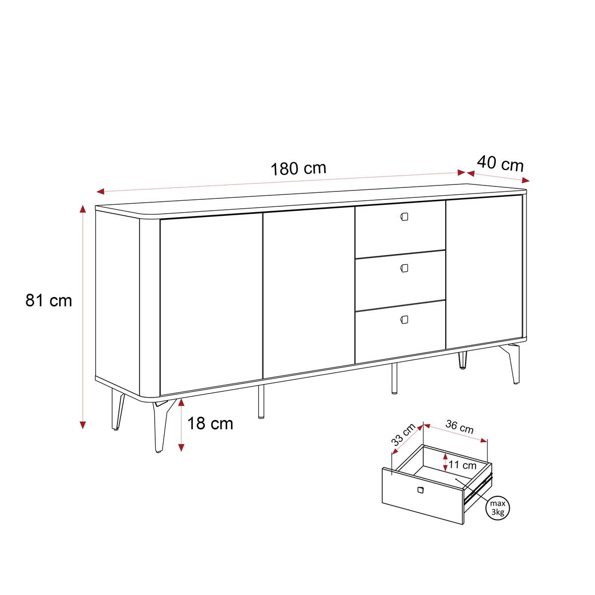 GROSSE Kommode BELLAGIO - Kaschmir, Holzwerkstoff (180/81/40.2cm) - Idohome