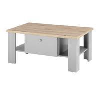 COUCHTISCH grau, Artisan Eiche Landhaus 107 x 67 cm, Beistelltisch mit Schubkästen - Silberfarben/Hellgrau, Holzwerkstoff/Metall (107/67/46cm) - Furn.Design