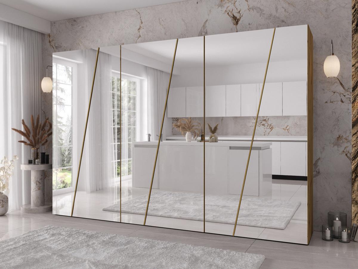 DREHTÜRENSCHRANK Zen 6L 300 cm - Goldfarben/Schwarz, Holzwerkstoff/Kunststoff (300/202/50cm) - MIRJAN24