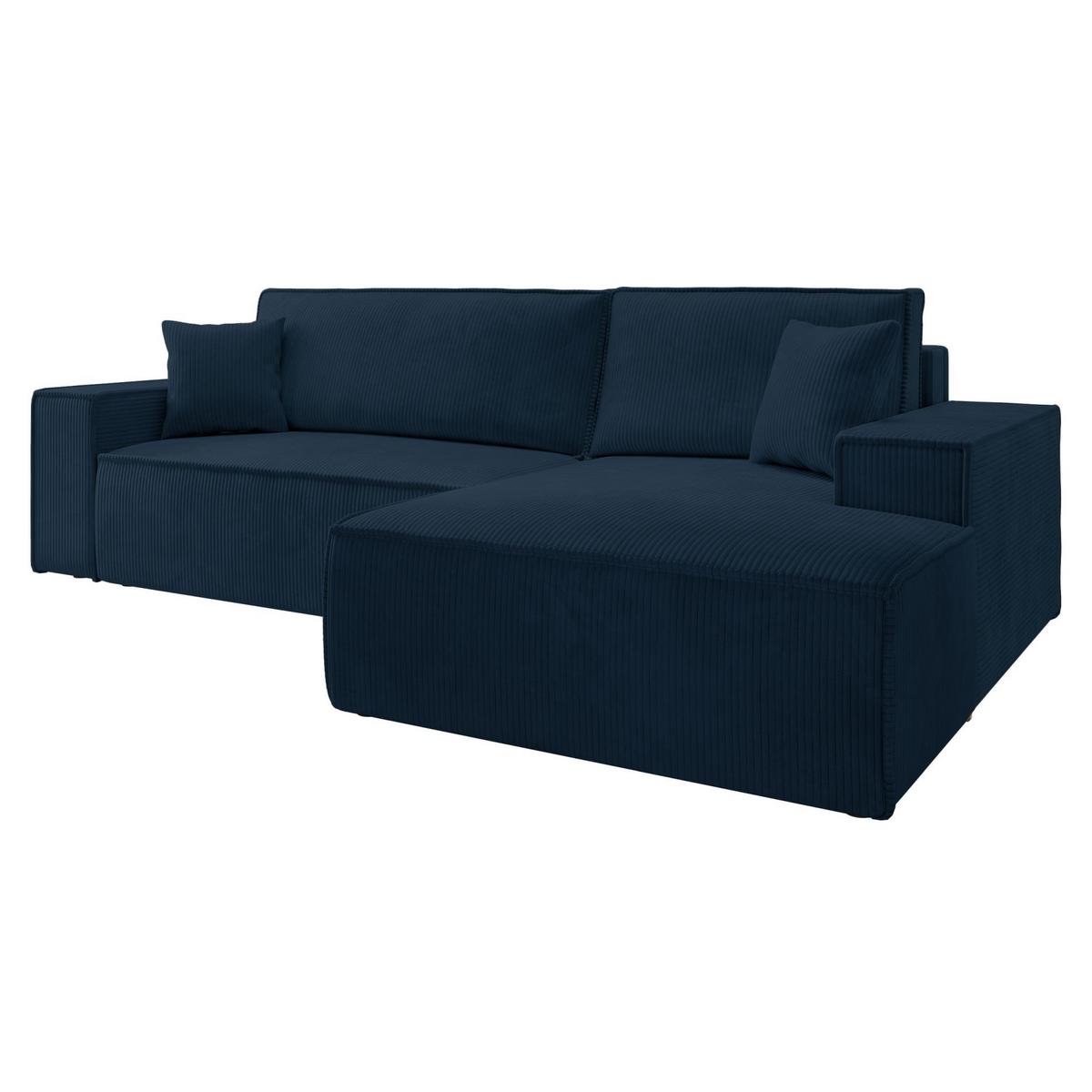 ECKSOFA Farese Dunkelblau Cordbezug - Schwarz/Dunkelblau, Kunststoff/Textil (267/167cm) - Selsey