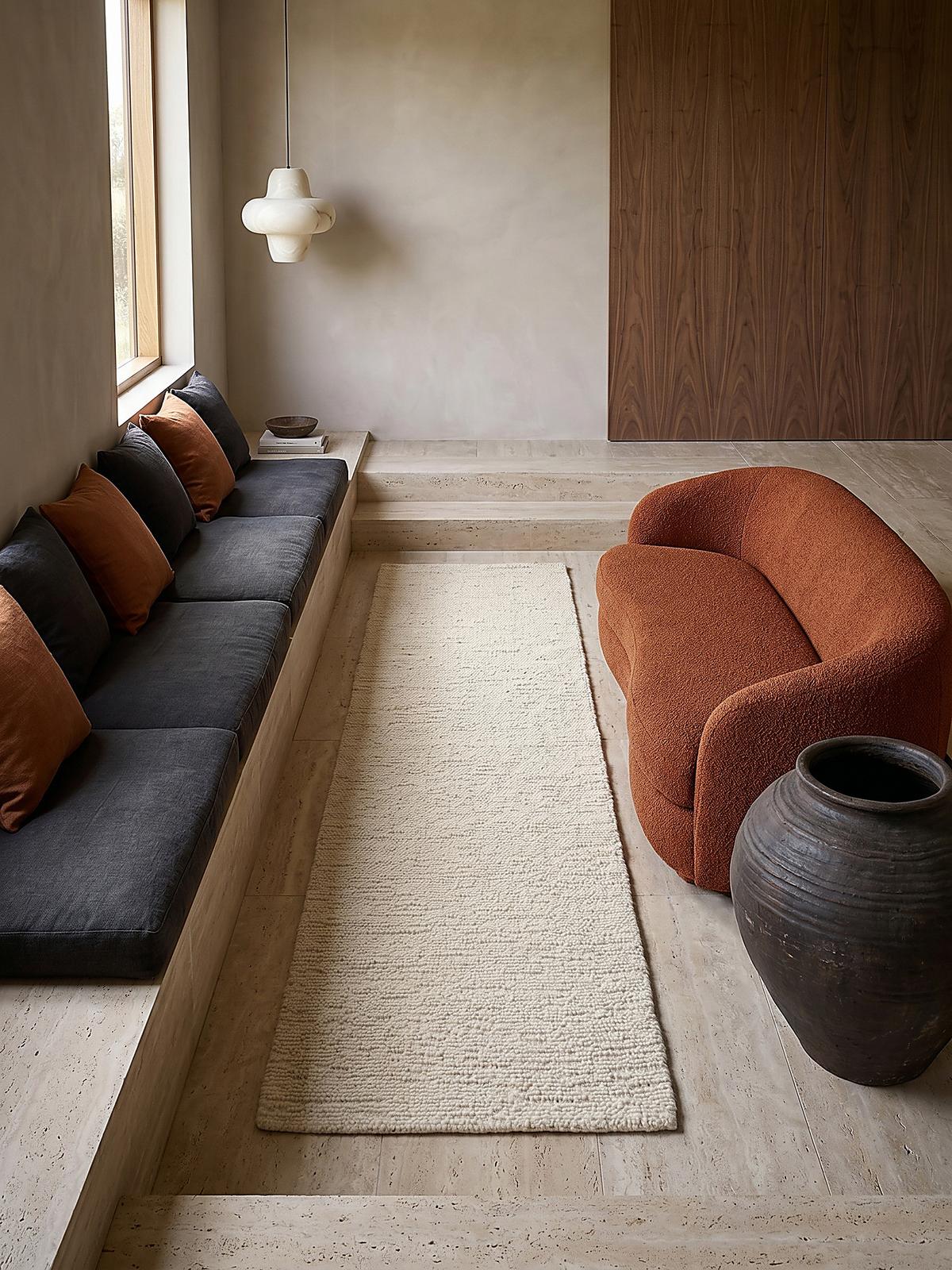WOLLTEPPICH ALNE, einfarbig, Creme, 80 x 230 cm - Creme, Textil (230/80cm) - KADIMA DESIGN