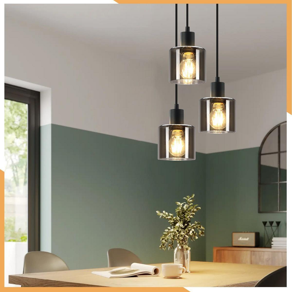 PENDELLEUCHTE Gabriella 26/26/195 cm - Schwarz, Metall (26/26/195cm) - ZMH
