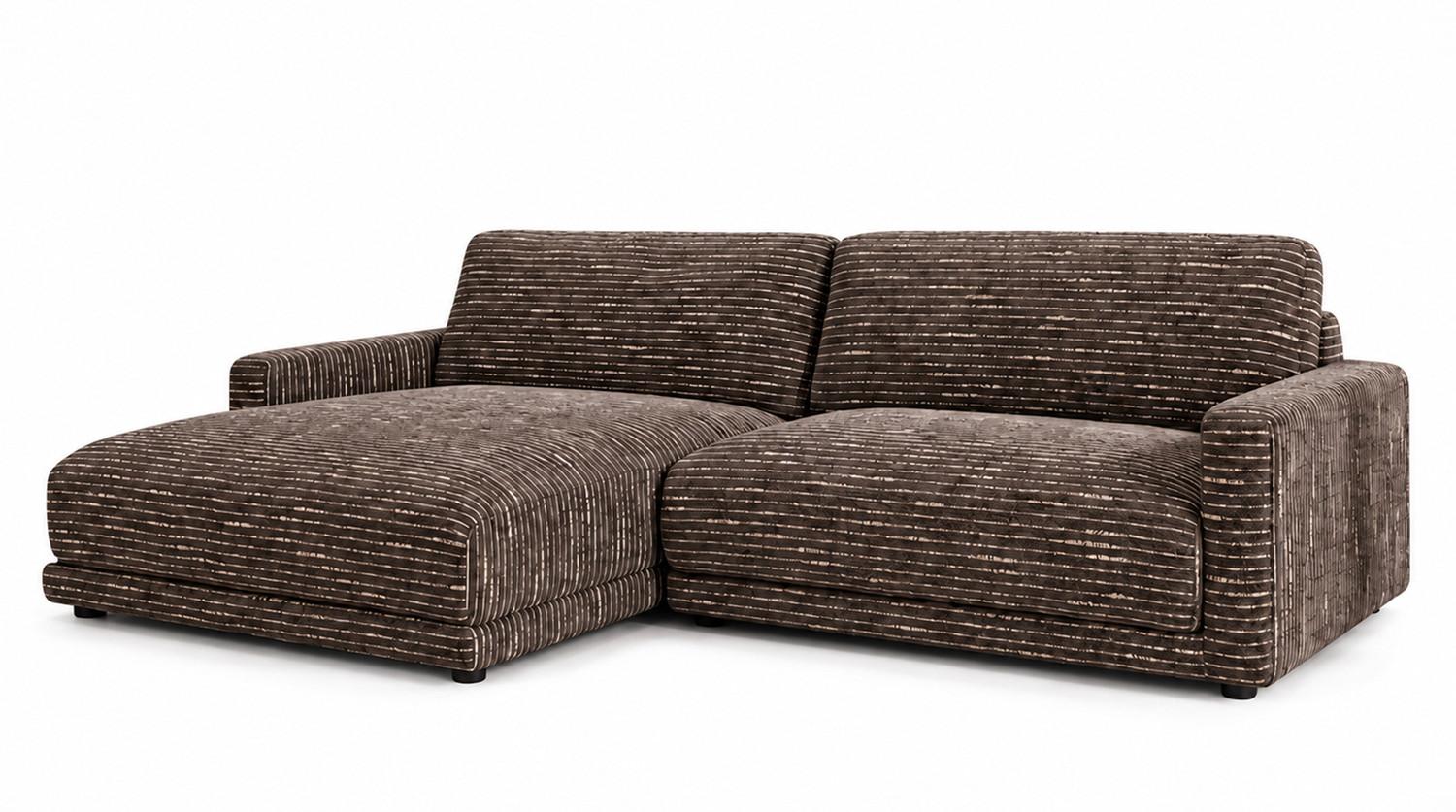 ECKSOFA MARLIN Braun Flachgewebe - Schwarz/Braun, Kunststoff/Textil (262/168cm) - KAWOLA