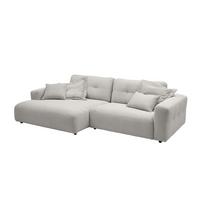 ECKSOFA MIKA Hellgrau Cord - Hellgrau/Schwarz, Kunststoff/Textil (276/167cm) - KAWOLA