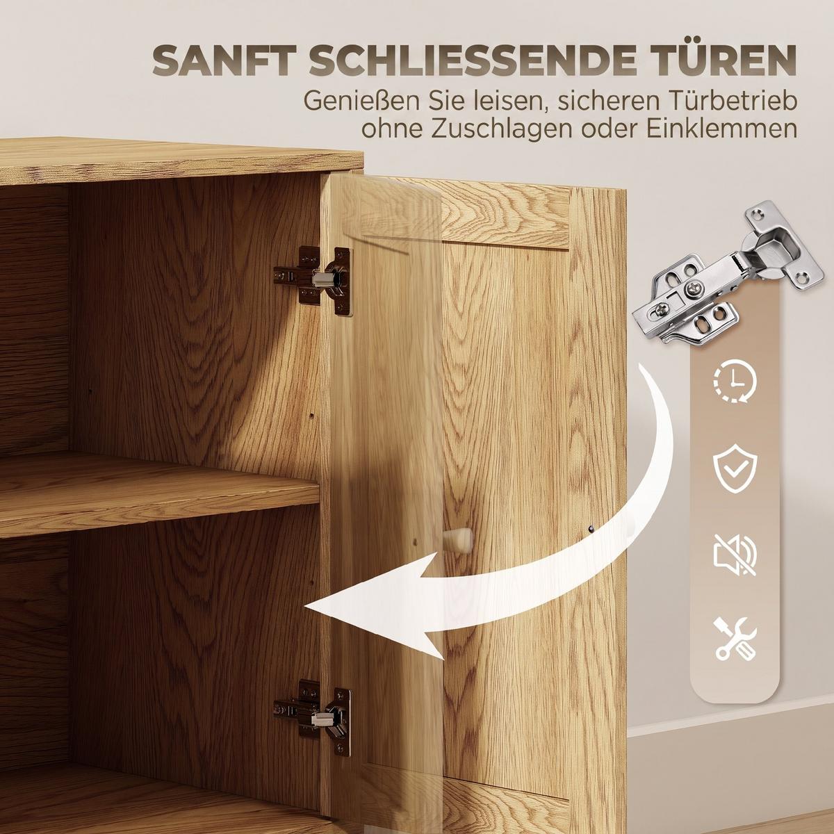 SIDEBOARD MDF Naturholz Natur - Naturfarben, Holz/Holzwerkstoff (40/75/140cm) - HOMCOM