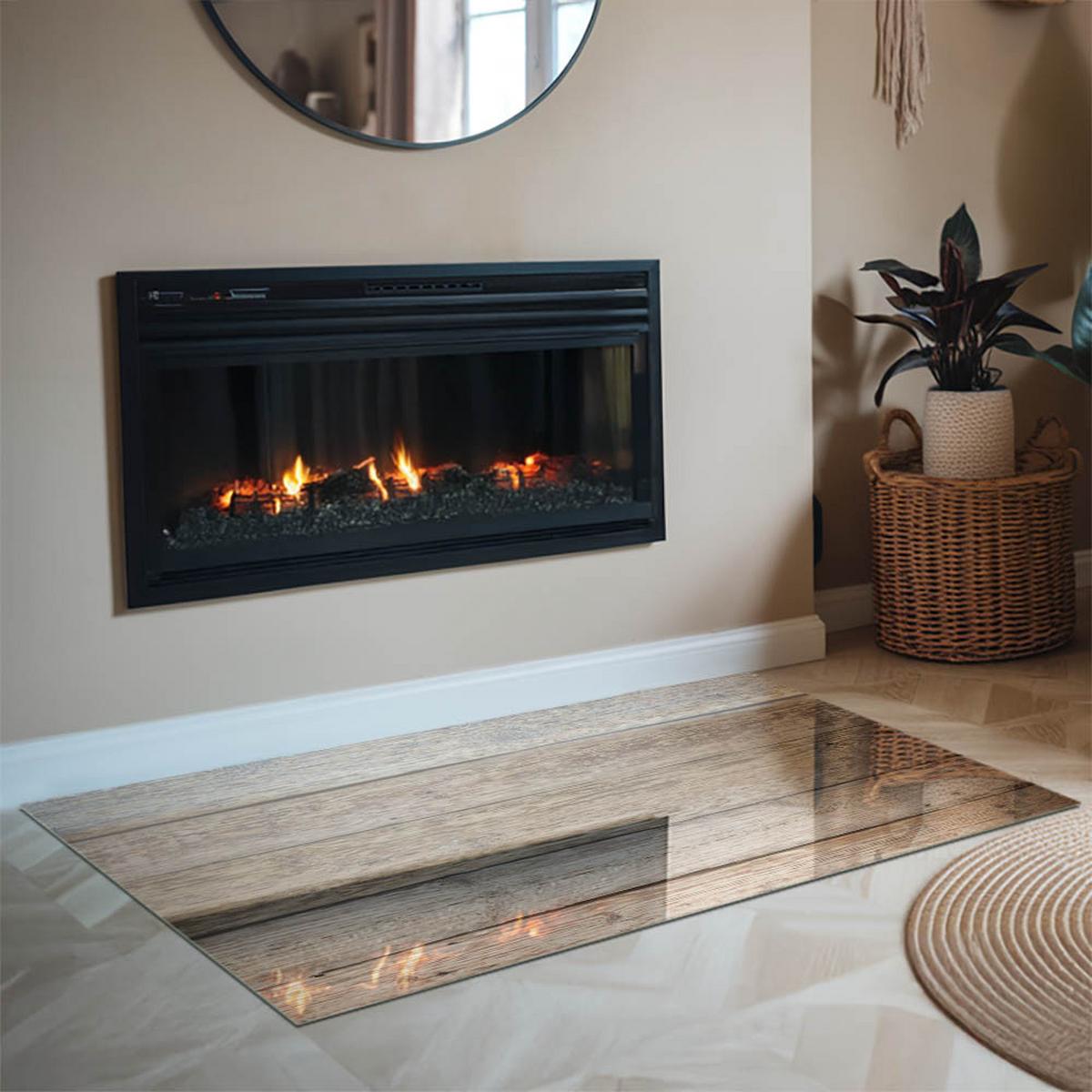 GLASPLATTE für Kamin 120x80 cm - Beige, Glas (120/80/0.4cm) - TULUP