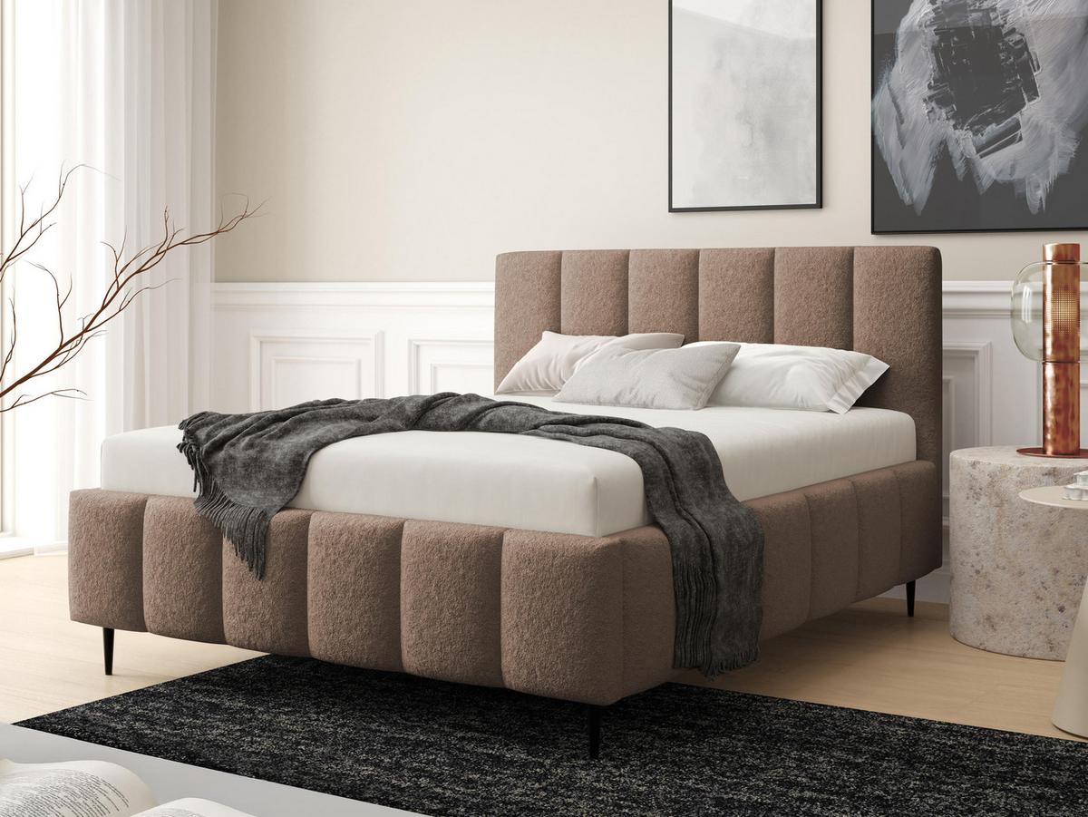 POLSTERBETT Lunaro Leg - Schwarz/Braun, Holz/Textil (160/200cm) - MIRJAN24