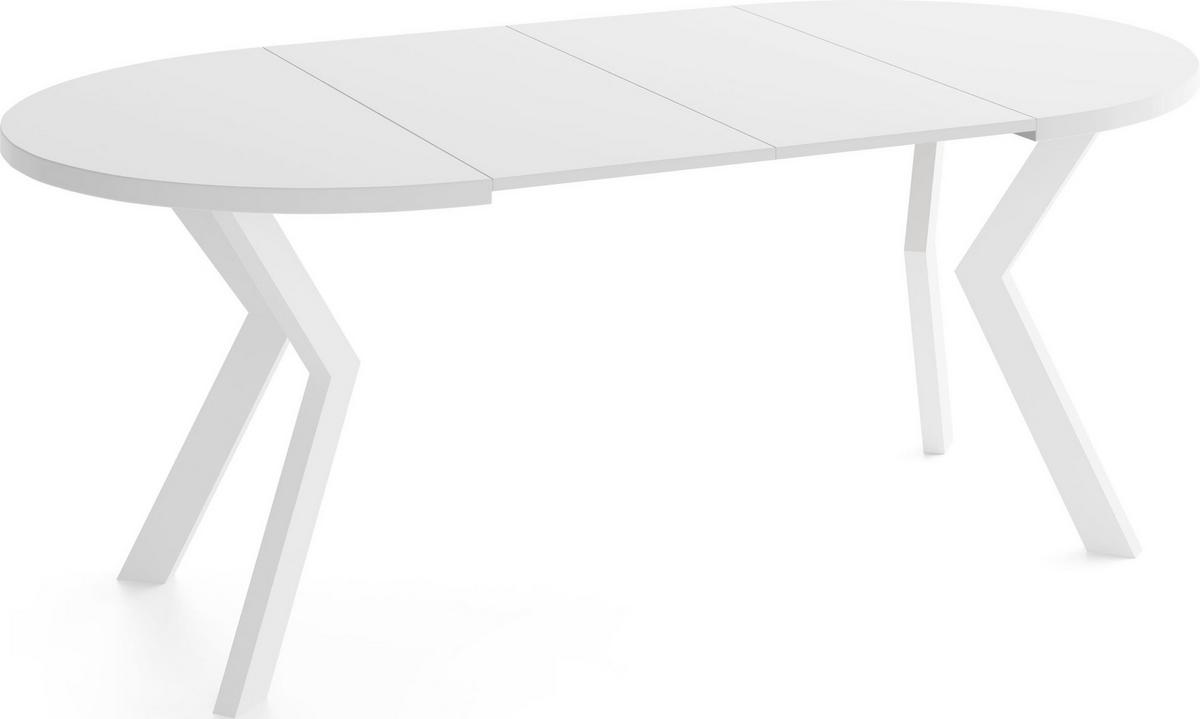ESSTISCH Savio Weiß rund ausziehbar verlängerbar, Weiß 90-190/90/77 cm - Weiß, Holz/Holzwerkstoff (90/190/77cm) - WFL GROUP