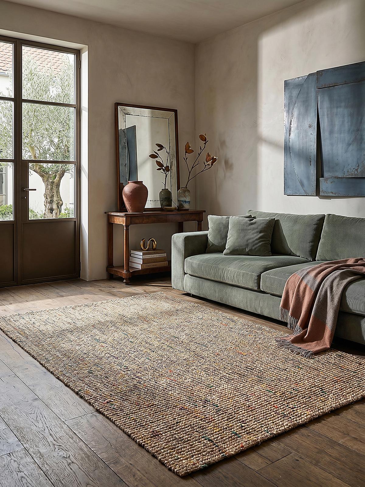 JUTETEPPICH handgewebt ERME, in Naturjute, Beige, 120 x 170 cm - Beige, Textil (120/170cm) - KADIMA DESIGN