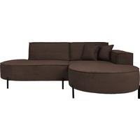 ECKSOFA Hana Loft 3-Sitzer Ecke Rechts, Cordstoff Chenille, Dunkelbraun 241/80/168 cm - Schwarz/Braun, Textil/Metall (241/168cm) - WFL GROUP