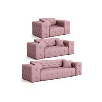 SOFASET Chantal - Pink, Holzwerkstoff/Textil (251/78/96cm) - Fun Möbel