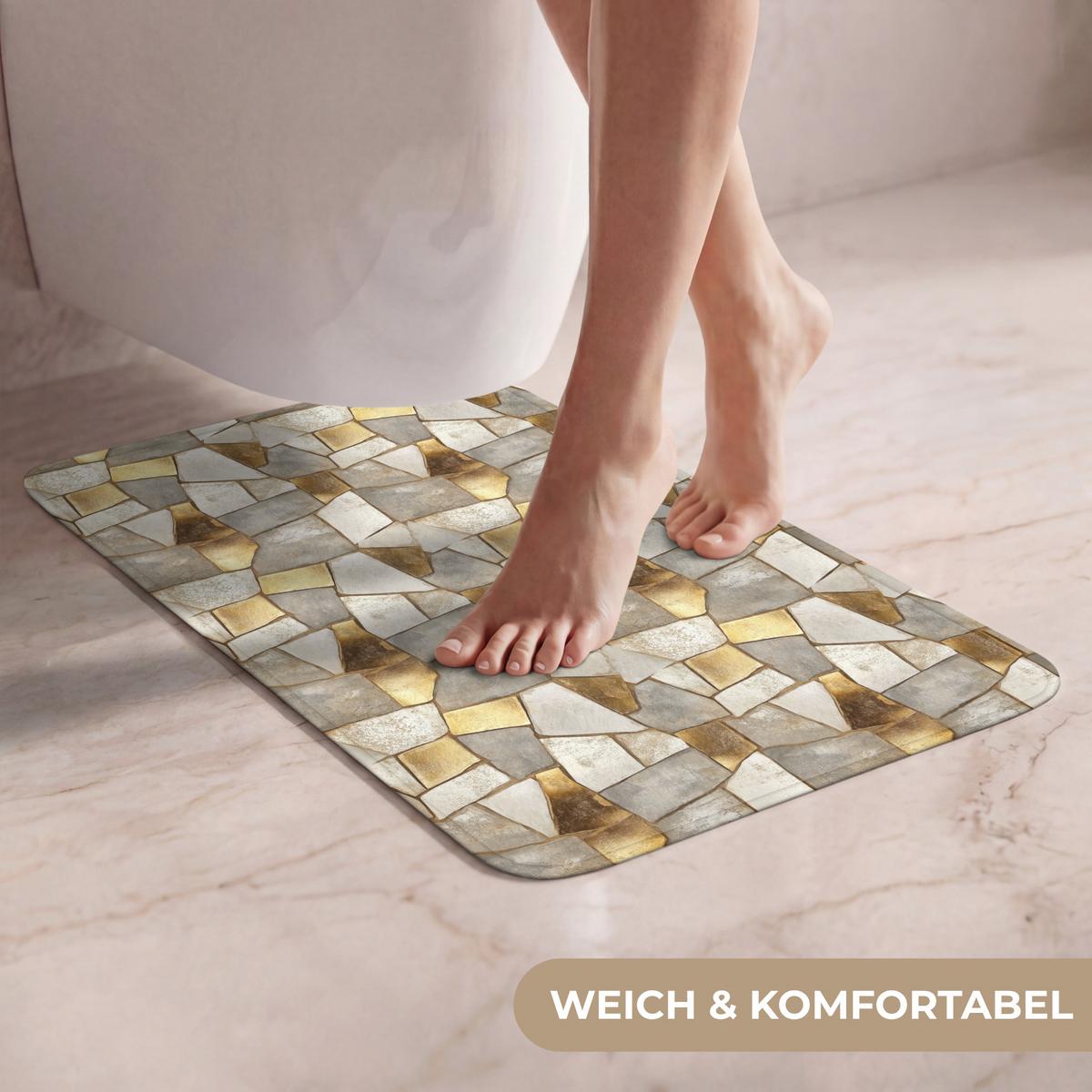 WC-VORLEGER Mosaik - Marmor - Gold WC Teppich 40x60 cm - Champagner, Textil (40/1cm) - OnlyWow