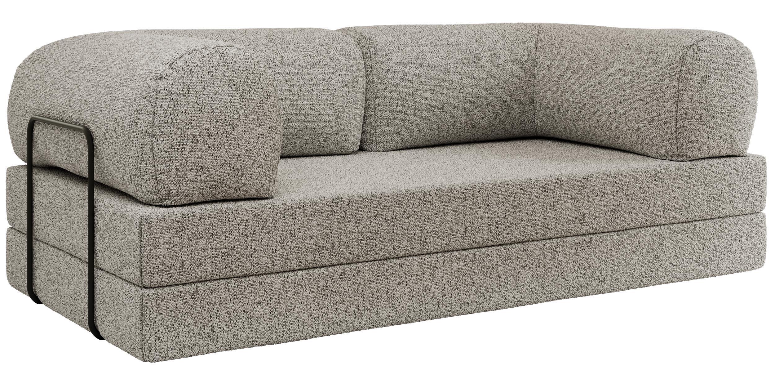 3-SITZER SOFA ORSETTO - Hellgrau Stukture - Hellgrau/Schwarz, Textil/Metall (200/70/100cm) - MKS