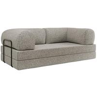 3-SITZER SOFA ORSETTO - Hellgrau Stukture - Hellgrau/Schwarz, Textil/Metall (200/70/100cm) - MKS